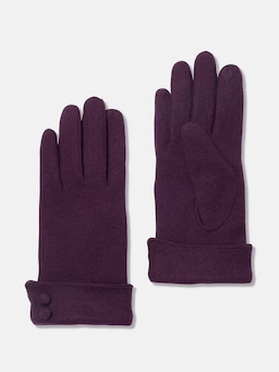 Button Detail Wool Blend Gloves