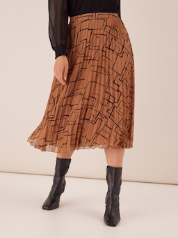 Chiffon Print Pleat Midi Skirt