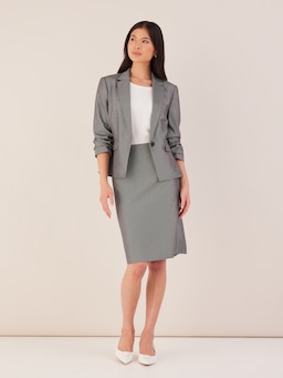 Grey Mini Texture Peplum Suit Skirt