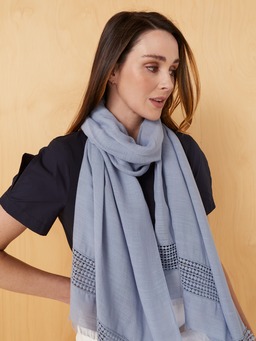 Solid Broderie Trim Scarf