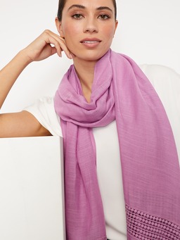 Solid Broderie Trim Scarf